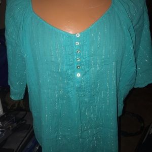 Teal blouse with silver accents